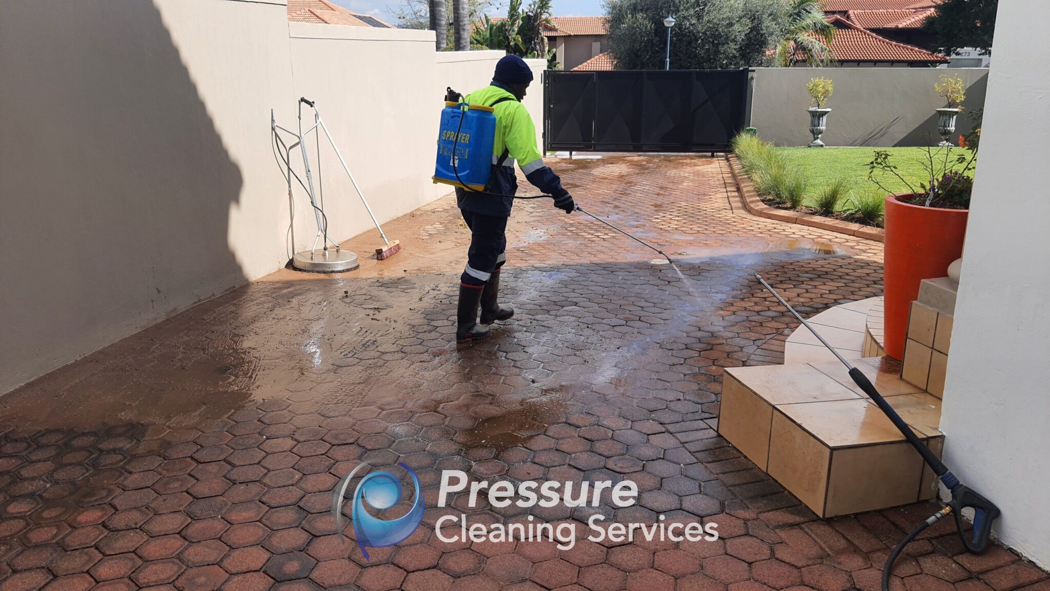 Residential driveway cleaning by Pressure Cleaning Services